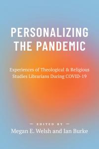 Personalizing the Pandemic book cover. Orange blurry circle on a blue background with white text on top